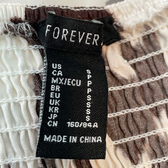 Forever 21 Satin Cow Print Crop Top Brown White Handkerchief Hem S - Picture 6 of 6